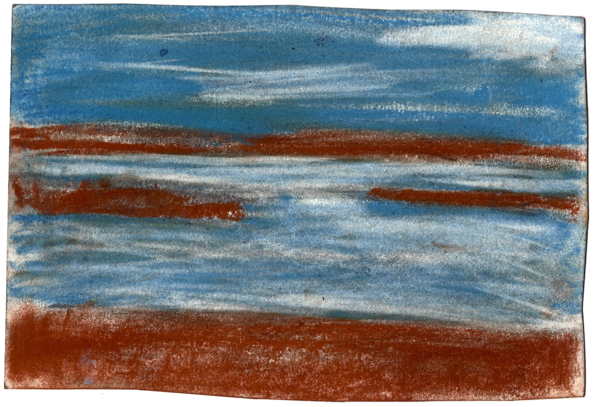 Pea Island Marsh Blue, 5x7_, soft pastel on watercolor paper, 2026, AVAILABLE